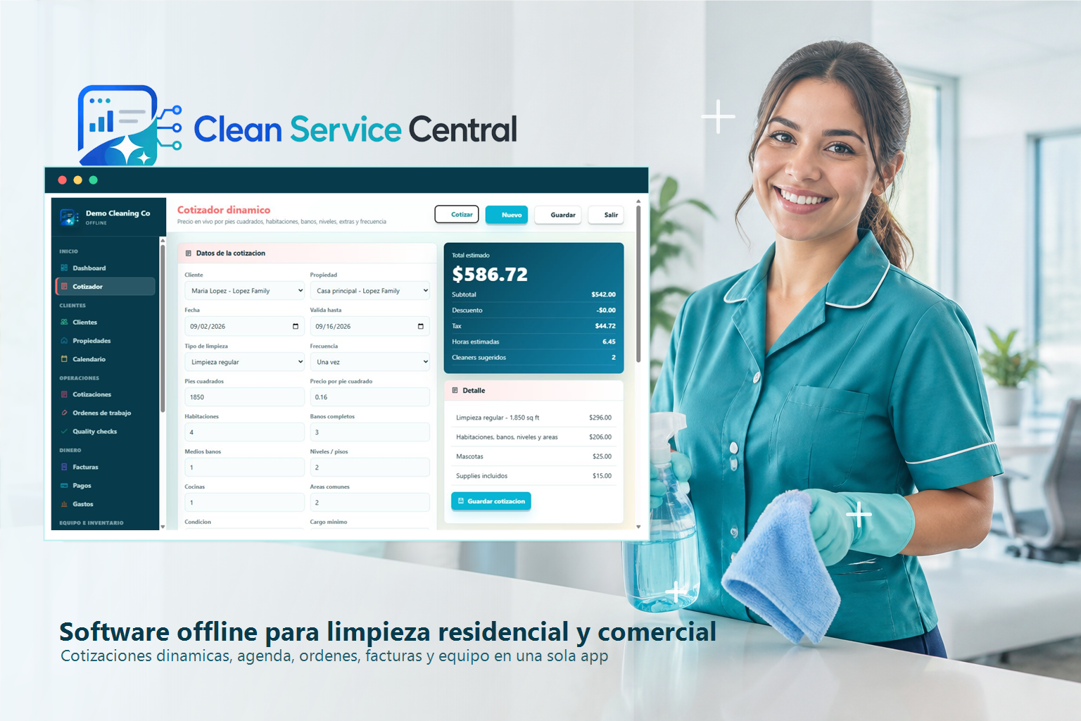 Clean Service Central dashboard preview